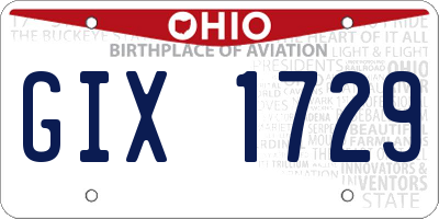 OH license plate GIX1729