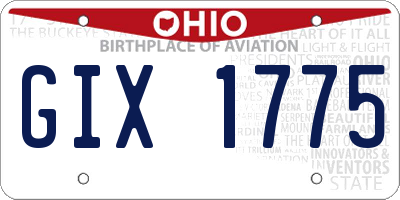 OH license plate GIX1775
