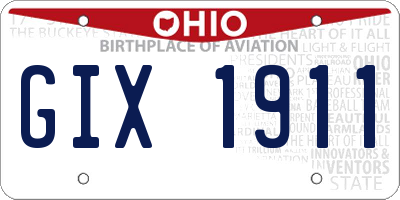 OH license plate GIX1911