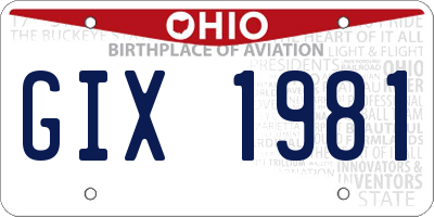OH license plate GIX1981