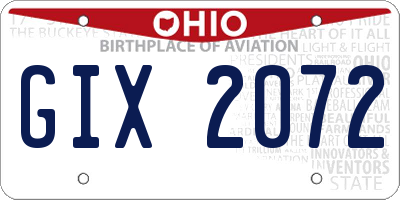 OH license plate GIX2072