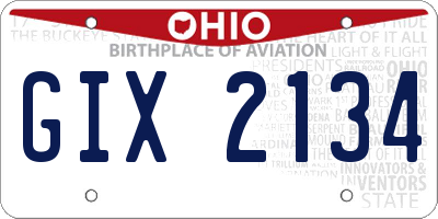 OH license plate GIX2134