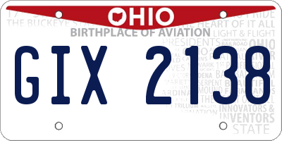 OH license plate GIX2138