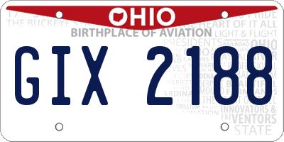 OH license plate GIX2188