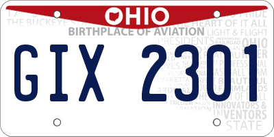 OH license plate GIX2301