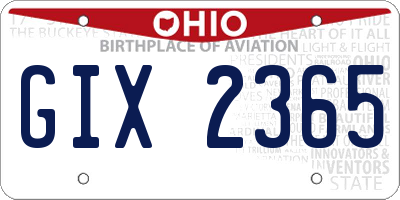 OH license plate GIX2365