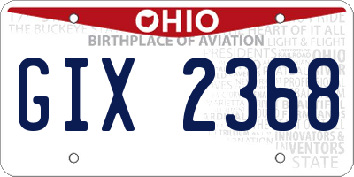 OH license plate GIX2368