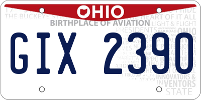 OH license plate GIX2390