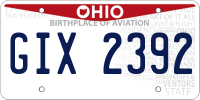 OH license plate GIX2392