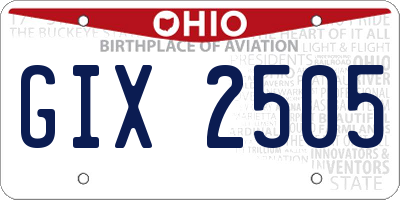 OH license plate GIX2505