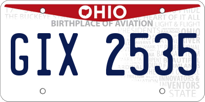 OH license plate GIX2535