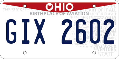 OH license plate GIX2602