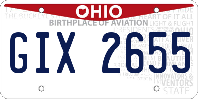 OH license plate GIX2655
