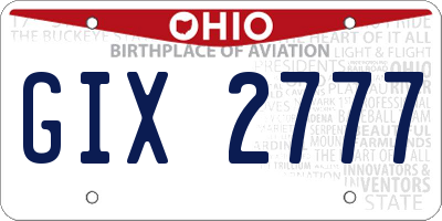 OH license plate GIX2777