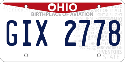 OH license plate GIX2778