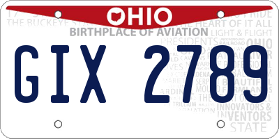 OH license plate GIX2789