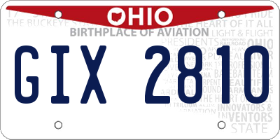 OH license plate GIX2810
