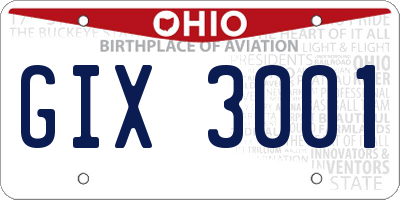 OH license plate GIX3001