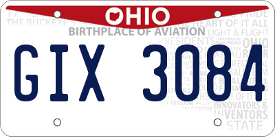 OH license plate GIX3084
