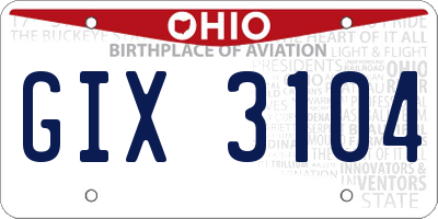 OH license plate GIX3104