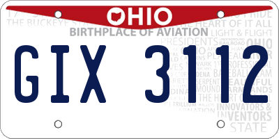 OH license plate GIX3112