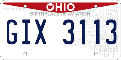 OH license plate GIX3113