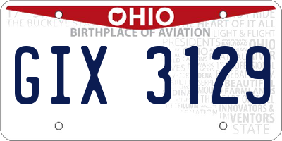 OH license plate GIX3129