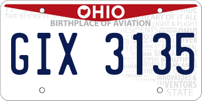 OH license plate GIX3135
