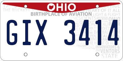 OH license plate GIX3414