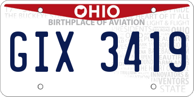 OH license plate GIX3419