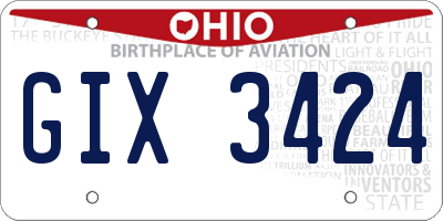 OH license plate GIX3424