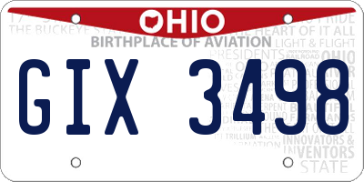 OH license plate GIX3498