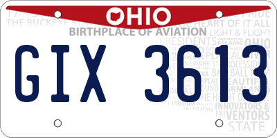 OH license plate GIX3613