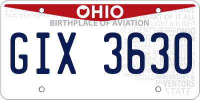 OH license plate GIX3630