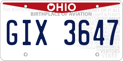 OH license plate GIX3647
