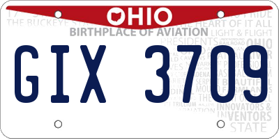 OH license plate GIX3709