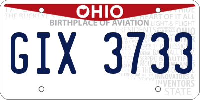 OH license plate GIX3733