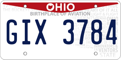 OH license plate GIX3784