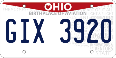 OH license plate GIX3920