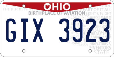 OH license plate GIX3923