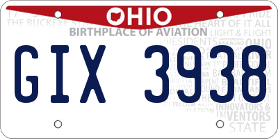 OH license plate GIX3938