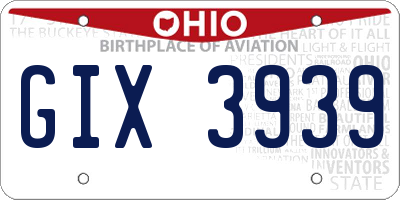 OH license plate GIX3939
