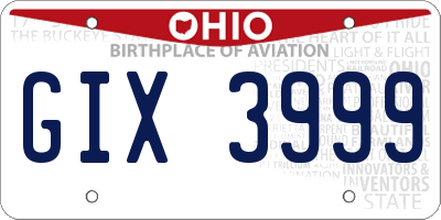 OH license plate GIX3999