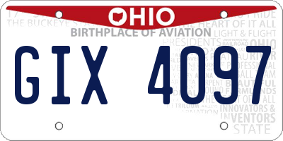 OH license plate GIX4097