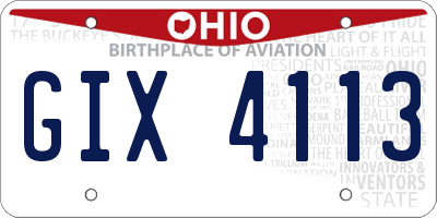 OH license plate GIX4113