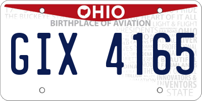 OH license plate GIX4165