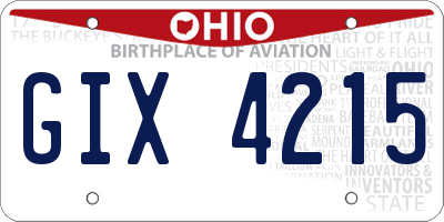 OH license plate GIX4215