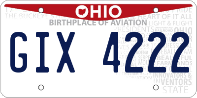 OH license plate GIX4222