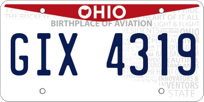 OH license plate GIX4319