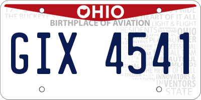 OH license plate GIX4541